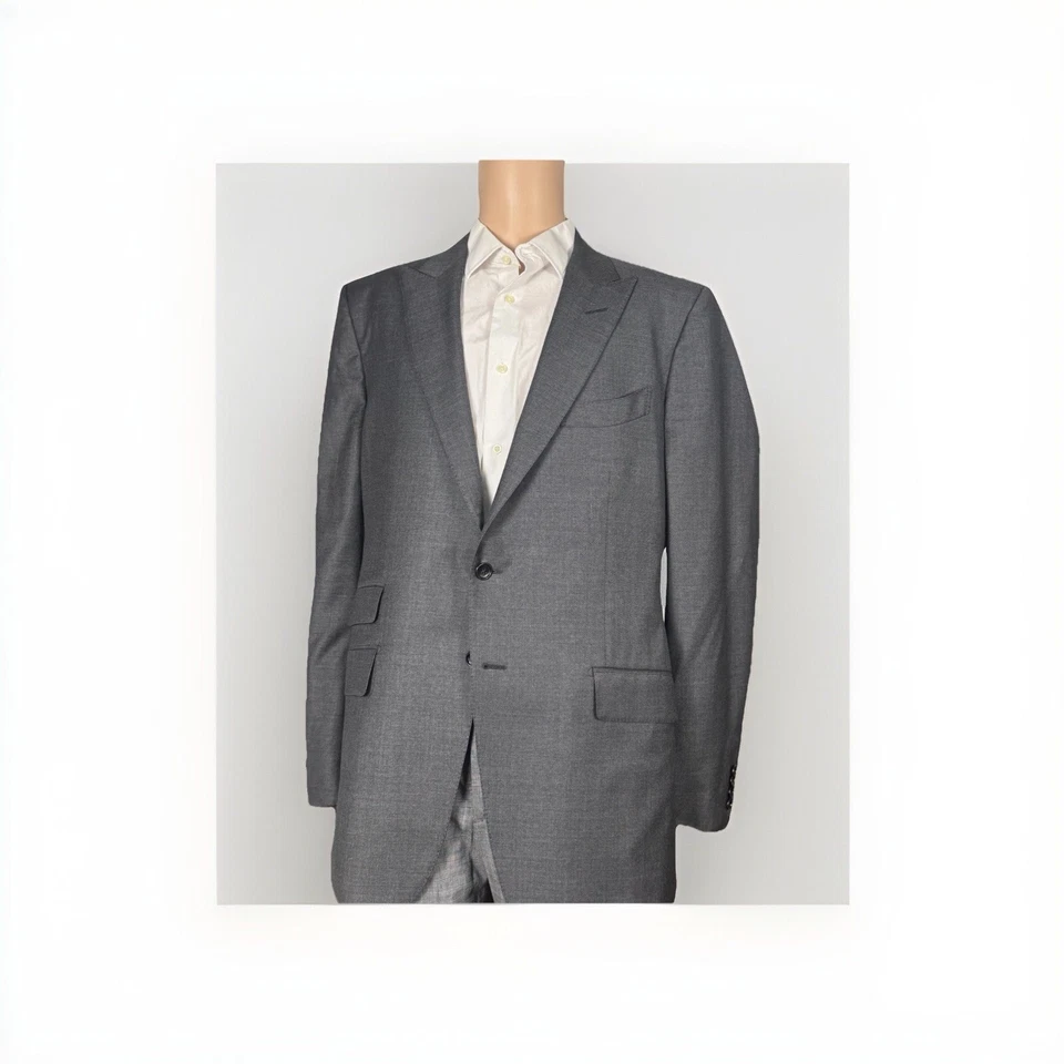 Tom Ford O’Conner Charcoal Gray Wool Peak Lapel Suit Jacket Peak Lapel 56/46 US - Image 1 of 4