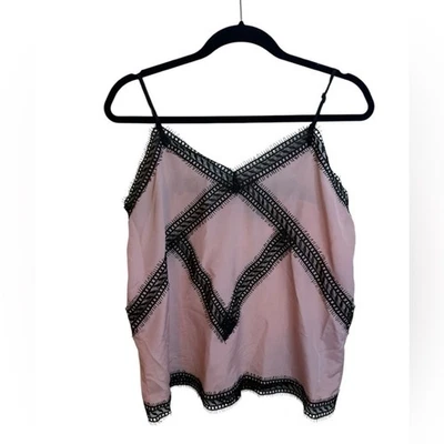 Aqua Baby Pink Lace Trim Y2K Camisole Top Women's Size Medium - Photo 1/4