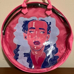 Hand Painted Tote Round Purse Bag Pink - Picture 1 of 7