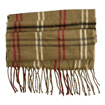 Cejón Bufanda Beige Cuadros Acrílico Rojo Blanco Negro Hecho en Italia Invierno Accesorio Foto 1 de 4