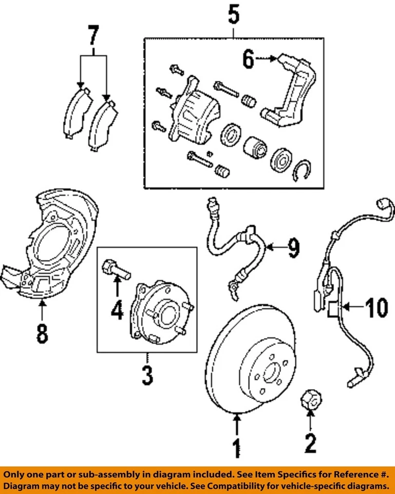 Componentes de freio de suspensão dianteira TOYOTA OEM 06-20 Corolla iM - pinça 4773042091 - Imagem 1 de 1