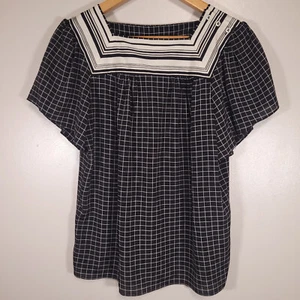Top vintage años 80 Liz Claiborne talla 10 blanco y negro a cuadros - Imagen 1 de 6