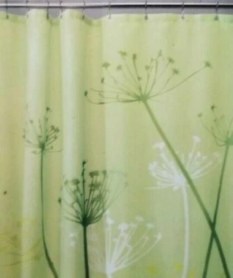 Cortina de ducha de tela InterDesign verde, amarillo, blanco 72" x 72" nueva en paquete Foto 1 de 4