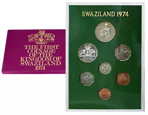 SWAZILAND 1974 Original 7-Coin Proof Set 'First coinage of the Kingdom' - Picture 1 of 4