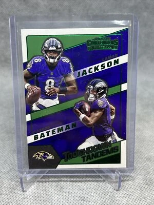 2022 Contenders Lamar Jackson & Rashod Bateman #TDT-LJA Emerald Green Foil  - Image 1 of 2