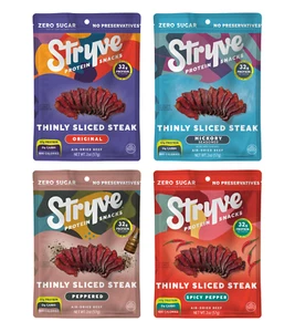 4 BAGS VARIETY Stryve Biltong Sliced Steak FRESH beef jerky - Picture 1 of 5