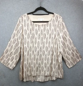 Trenery Country Road Size XL Cream Brown Modal Wide Sleeve Tunic Style Top - Picture 1 of 9