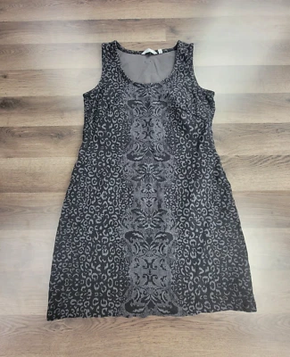 Vestido Athleta Pequeño Negro Estampado Elastizado Gimnasio Entrenador Sin Mangas Gimnasio Midi Para Mujer Foto 1 de 4