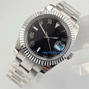 40mm sterile black dial Rome solid case sapphire glass automatic date wristwatch - Picture 1 of 5