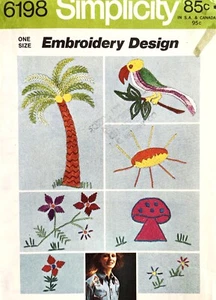 1970's Simplicity Transfer for Embroidery Pattern 6198 UNUSED - Picture 1 of 2