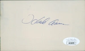 Hank Aaron Atlanta Braves Signed 3x5 Index Card JSA Authenticated - Picture 1 of 2