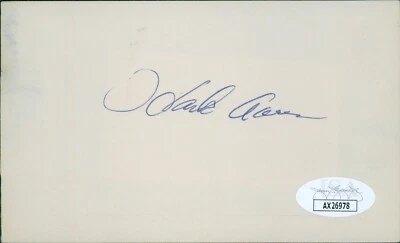 Hank Aaron Atlanta Braves Signed 3x5 Index Card JSA Authenticated - Image 1 of 2