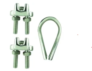 2PK Everbilt 1/16 in Stainless Steel Wire Cable Wire Clip Clamp Set 44444 - Picture 1 of 1