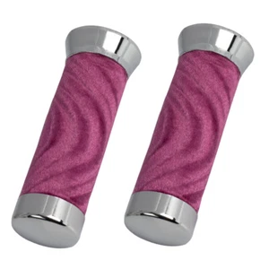 GENUINE VINTAGE OG LOWRIDER 150MM LONG BICYCLE CUSTOM SWIRL VELOUR GRIPS IN PINK - Picture 1 of 1