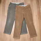 L.L. Bean Pants Men's 36X30 Lot of 2 Corduroy Brown Green 36X28 Standard Fit