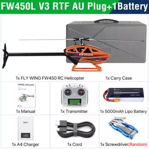 Fly Wing FW450L V3 6CH GPS 3D Hovering Auto Return RC RTF Helicopter 2 Battery - Picture 1 of 30