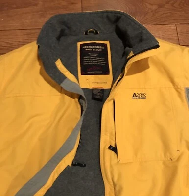 Vintage Abercrombie A&F 90s Weatherproof Jacket Yellow Size Large Zip Retro Coat - Image 1 of 4