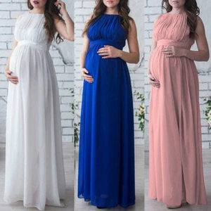 Women Pregnant Sleeveless Party Long Dress Maternity Dresses Photography Costume - Picture 1 of 15