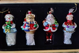 4 Thomas Pacconi Classics Dangle Legs Blown Glass Christmas Ornaments Santa COA - Picture 1 of 6