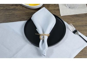 100% Pure Linen Dinner Napkins - 18x18 Inch Blue Set of 4 - Stonewashed Soft ... - Picture 1 of 5