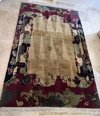 TUFENKIAN GEROOZ BORDER TIBETAN RUG HAND WOVEN 100% WOOL ORIENTAL RUG - Image 1 of 4