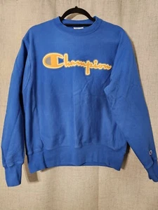 Vintage Y2K Champion Reverse Weave Crew Sweatshirt Big Spell Out Felt Logo M - Picture 1 of 8
