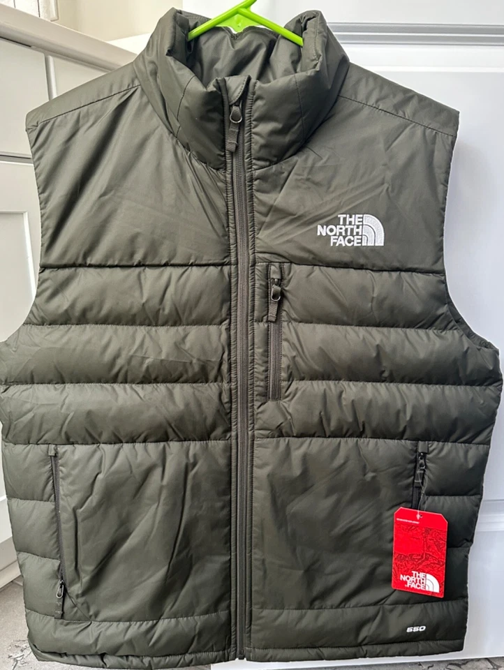 Chaleco de plumón The North Face para hombre talla grande verde topo relleno 550 Foto 1 de 4