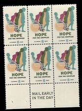 US. 1385. 6c. Hope For Crippled. "Mail Early..." Block of 6. MNH. 1969
