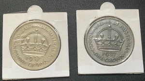 2 X 1937 Australian Sliver Crowns. Circulated. 92.5 % Silver - Picture 1 of 2