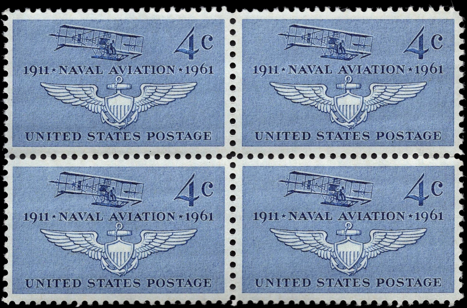 US Scott # 1185, Naval Aviation 50th Ann., Block of (4) 1961 4¢ Stamps, MNH - Image 1 of 1