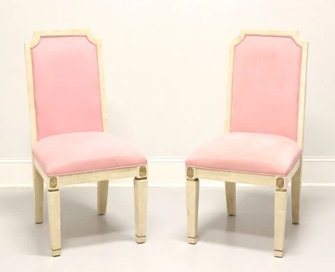 CASA BIQUE White Tessellated Marble Neoclassical Side Chairs - Pair Cover