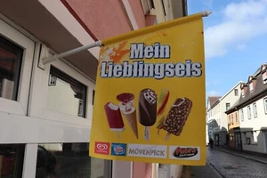 NEUE! 2x Eisfahne "Mein Lieblingseis" - Kioskfahne,Fahnenset komplett - Eisfahne - Bild 1 von 4