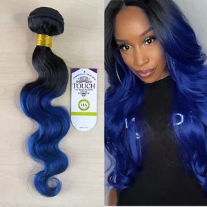 Body Wave Bundles Ombre Blue Tow Tone Human Hair Real Unprocessed Virgin - Picture 1 of 11