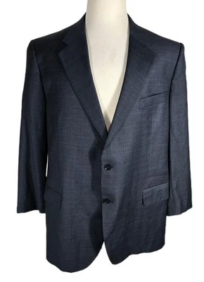 Abrigo deportivo Daniel Cremieux para hombre 48R azul oscuro a cuadros hecho en Italia 100 % lana B4 Foto 1 de 4