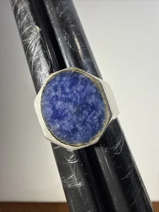 925, Sterling Silber Vintage, Lapis / Sodalith Statement Ring Gr. 11 Taxco Mexico - Bild 1 von 9