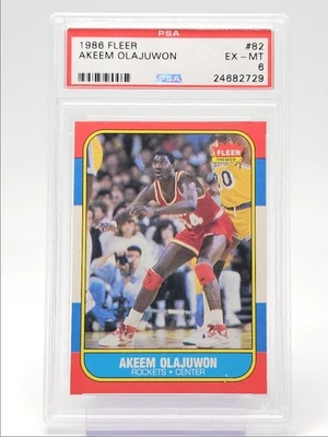 HAKEEM OLAJUWON 1986-87 FLEER PREMIER ROOKIE ROCKETS #82 RC PSA 6 Q5775 Foto 1 de 2