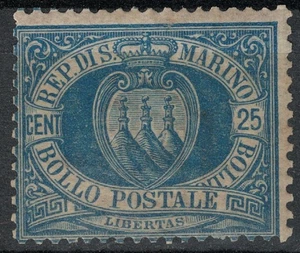 SAN MARINO 1894-99 25c azzurro MNH** - Foto 1 di 1
