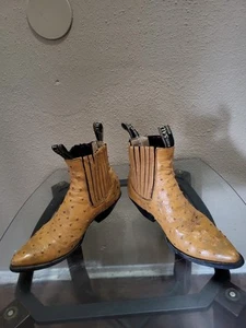 Saltillo Vintage Men's Brown Ostrich  Ankle Boots, Size 8.5,Cond.is V.Gd - Picture 1 of 9