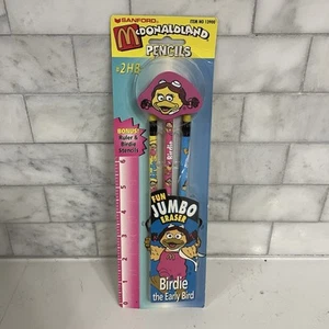 Vintage 1995 McDONALDLAND Sanford BIRDIE THE EARLY BIRD Pencils w/ Jumbo Eraser - Picture 1 of 7