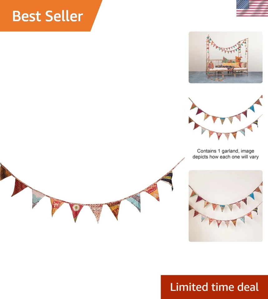 Creative Co-Op Vintage Kantha Quilt Garland