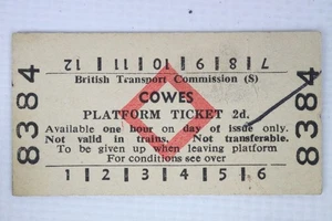 Billete de plataforma BR British Transport Commission (S) estación Cowes - Imagen 1 de 2