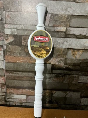 Schmidt Beer Tap Handle Wooden 14” 2 Sided Trout And Turkey Rare - Image 1 of 4