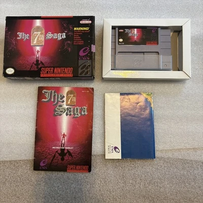 7th Saga Super Nintendo SNES 1993 CIB Complete  Map Box Manual VGood Cond - Image 1 of 4