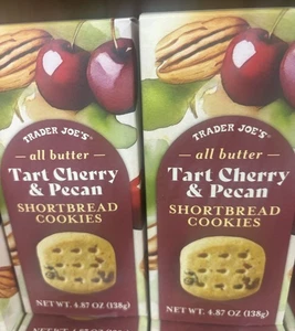 2 Packs Trader Joe's All Butter Tart Cherry And Pecan Shortbread Cookies 4.87 oz - Picture 1 of 1