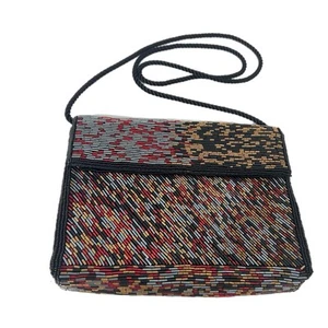 Vintage Perlen Tasche schwarz rot Clutch Schulterriemen 90’er Jahre Y2K - Bild 1 von 10