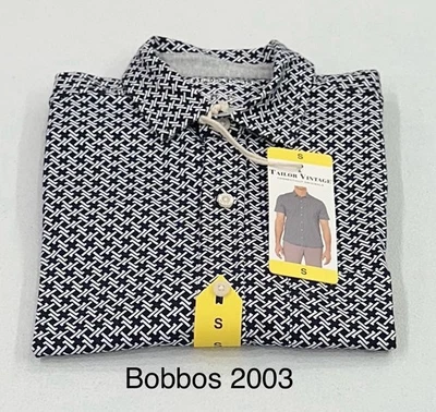 Camisa de manga corta con botones Tailor Vintage para hombre, azul oscuro, talla S Foto 1 de 4