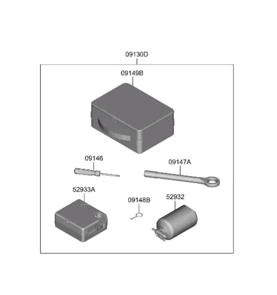 ⭐Genuino⭐ NUEVO Kit de Movilidad de Neumáticos y Juego de Herramientas 09130GI300 Hyundai Ioniq 5 Foto 1 de 4