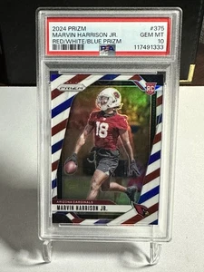 🔥 MARVIN HARRISON JR. 2024 PANINI PRIZM RED/WHITE/BLUE PRIZM #375 RC PSA 10 - Bild 1 von 3