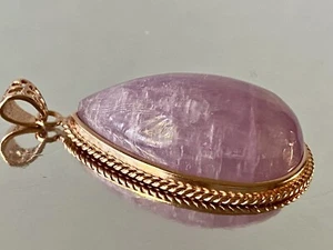 45 mm ""Edelsteine/AAAA"" ~ Lavendel LILA KUNZIT Sterlingsilber Anhänger M1402 - Bild 1 von 8