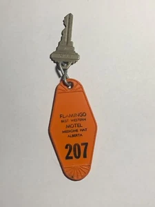 Flamingo Best Western Hotel Motel Room Key Fob & Key Medicine Hat Alberta #207 - Picture 1 of 2